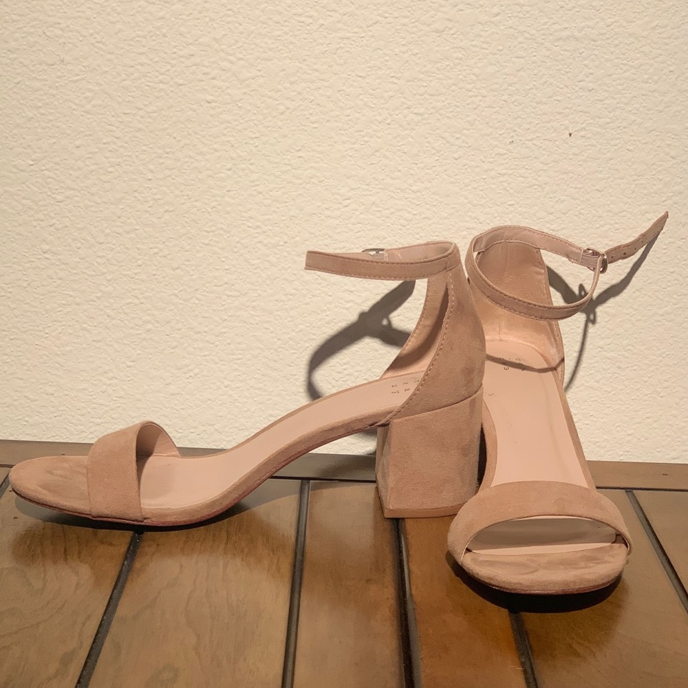 Tan block heel sandals